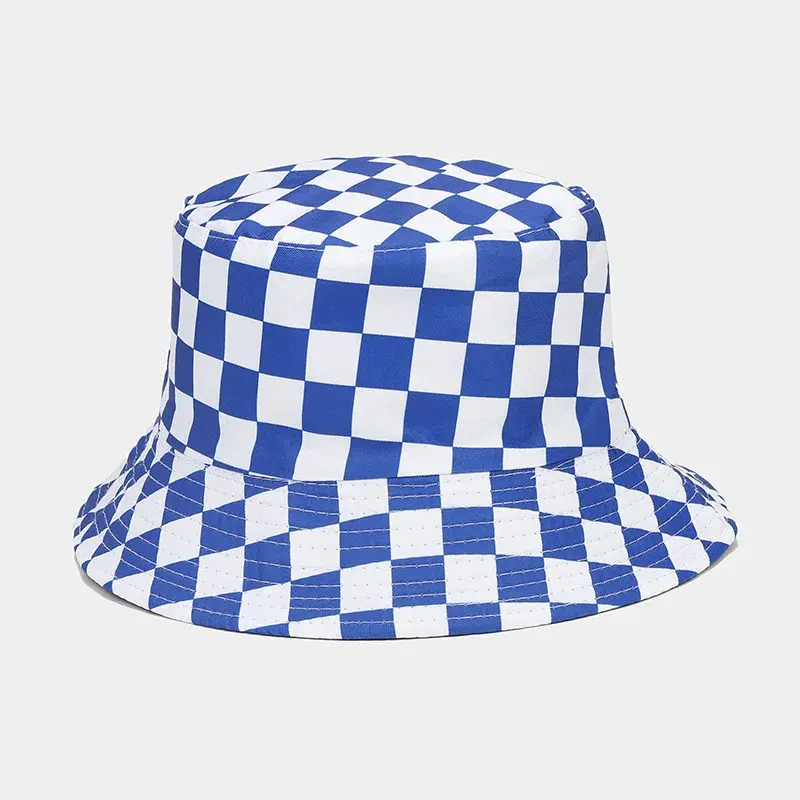 Hot Sale Of The Season New Plaid Double-Sided Wear Fisherman Hat Women's Summer Outdoor Sun Protection Hat Men's Fashionable Buc