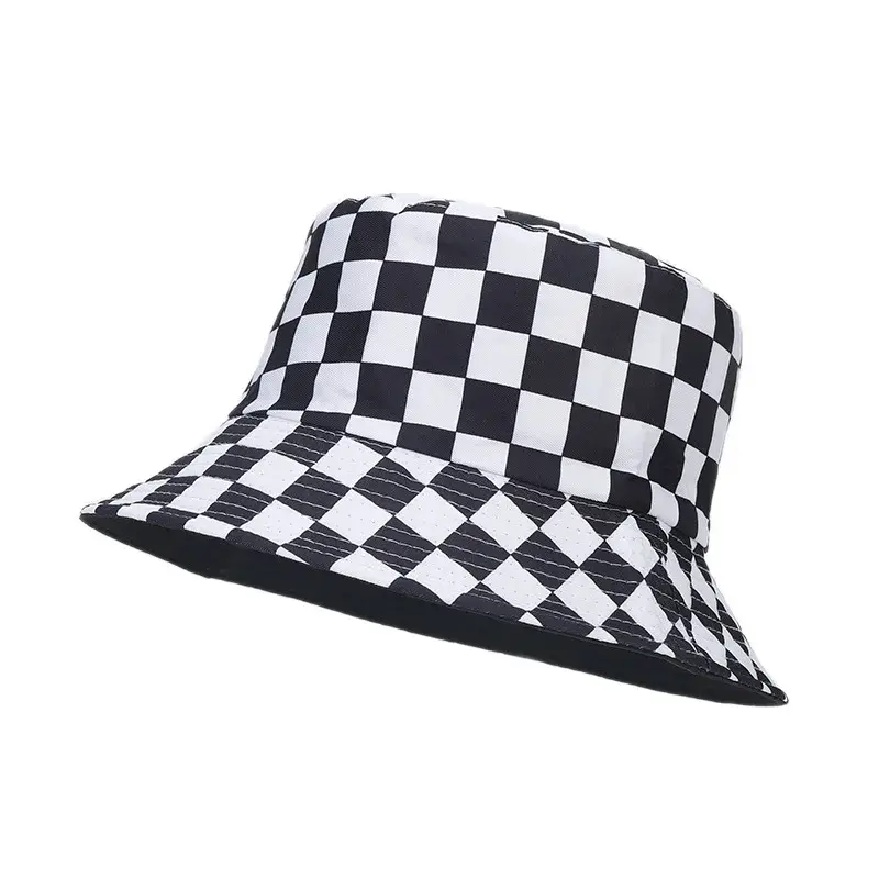Hot Sale Of The Season New Plaid Double-Sided Wear Fisherman Hat Women's Summer Outdoor Sun Protection Hat Men's Fashionable Buc