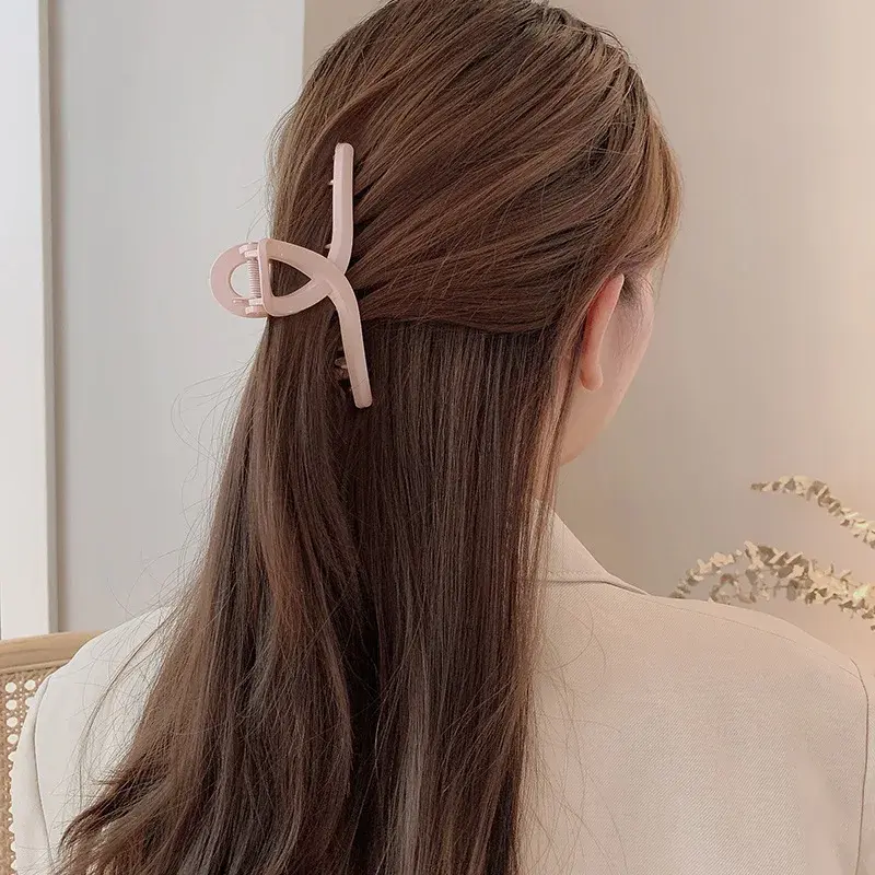Korean New Style Large Size Acrylic Hair Clip Crossed Shark Clamp Water Ink Back of Head Grab Clip Simple And Popular