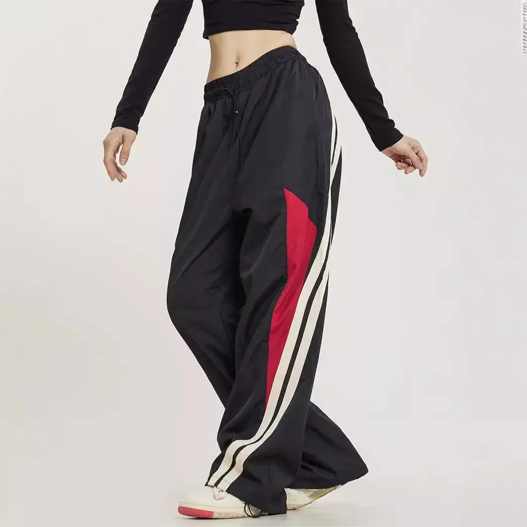 American Style Harajuku Vintage Streetwear Elastic Waist Sweatpants High-Waisted Loose-Fit Bell Bottoms Cross-Border Fashion