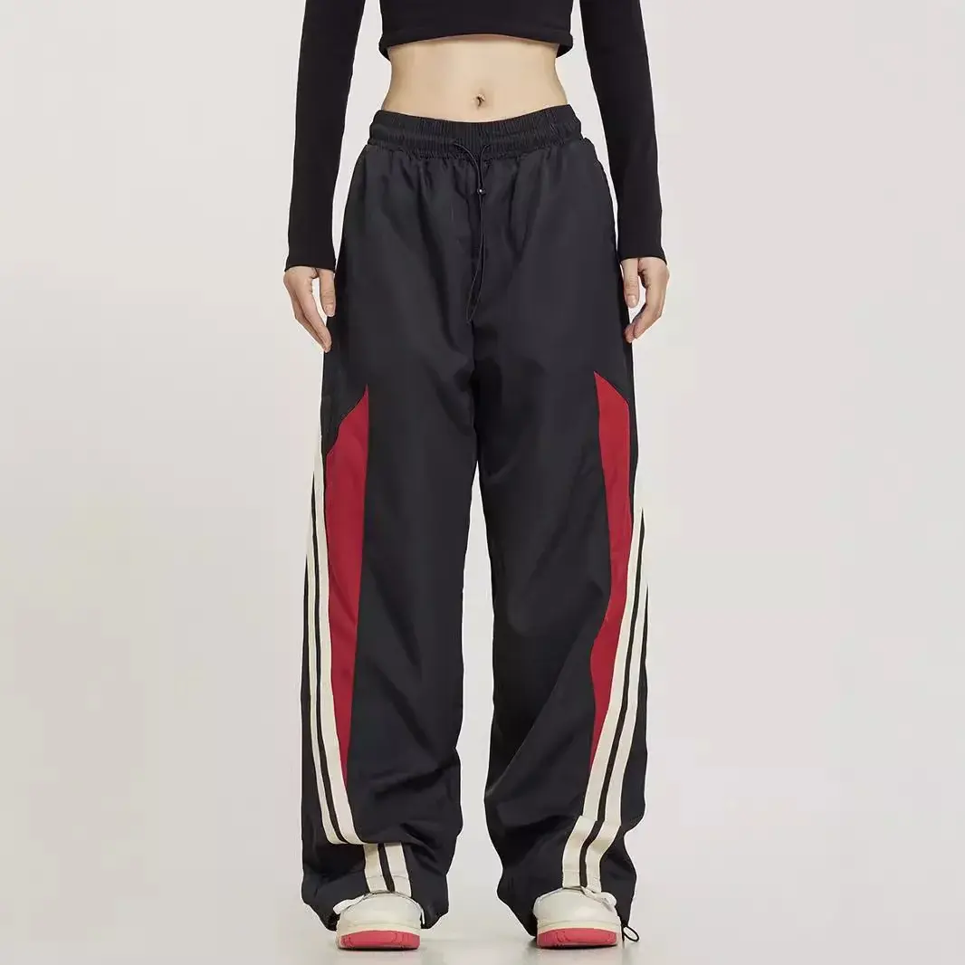 American Style Harajuku Vintage Streetwear Elastic Waist Sweatpants High-Waisted Loose-Fit Bell Bottoms Cross-Border Fashion