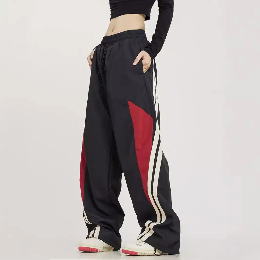 American Style Harajuku Vintage Streetwear Elastic Waist Sweatpants High-Waisted Loose-Fit Bell Bottoms Cross-Border Fashion
