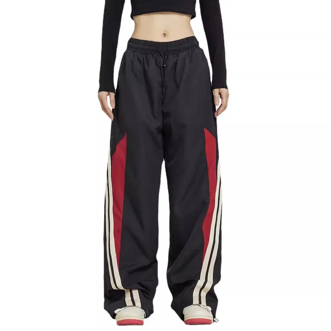 American Style Harajuku Vintage Streetwear Elastic Waist Sweatpants High-Waisted Loose-Fit Bell Bottoms Cross-Border Fashion