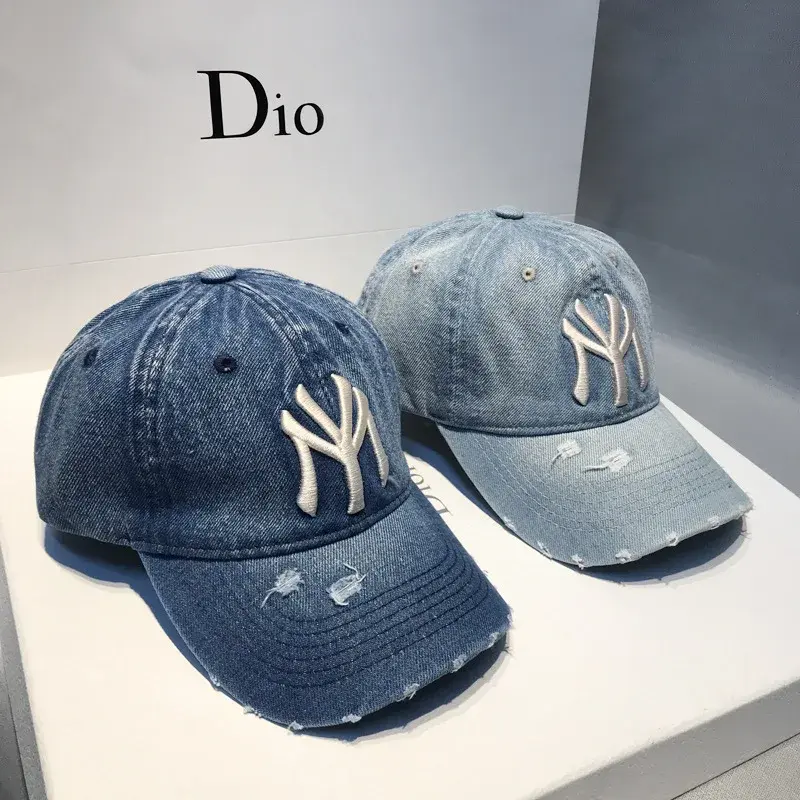 Korean Style Embroidered MY Letter Baseball Cap Women's Fashion Denim Soft Top Large Head Size Versatile Bucket Hat Men