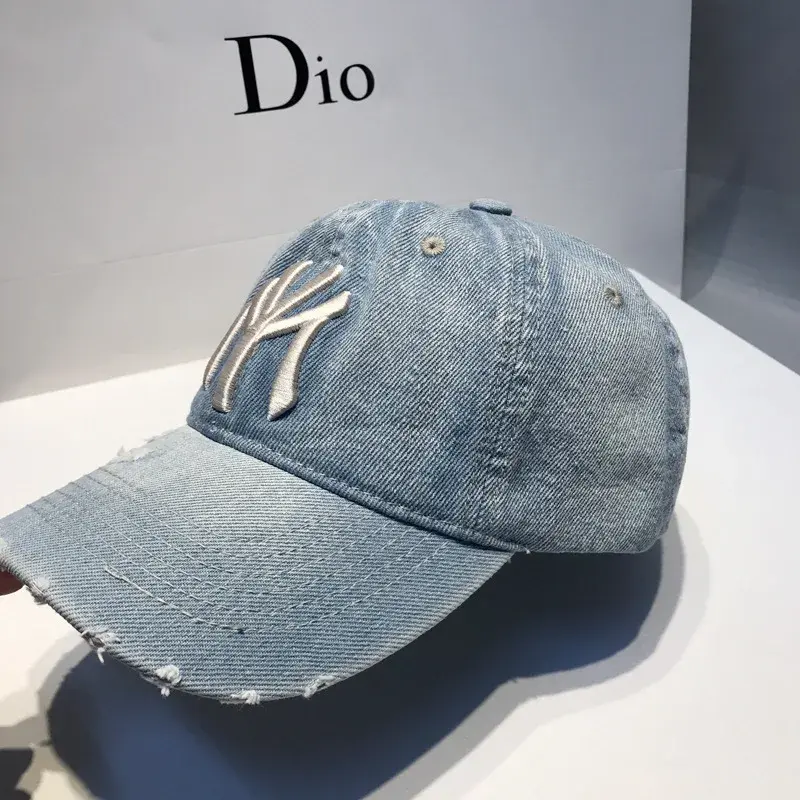Korean Style Embroidered MY Letter Baseball Cap Women's Fashion Denim Soft Top Large Head Size Versatile Bucket Hat Men