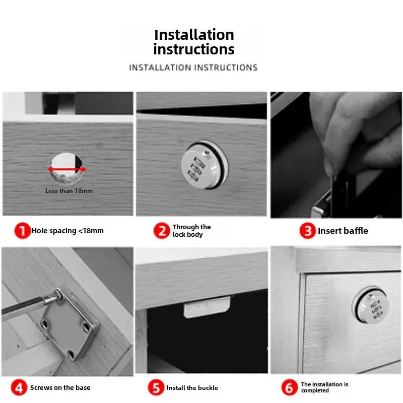 Mechanical Lock 138 Anti-Theft Drawer Lock Wardrobe Lock File Cabinet Lock Digital Password Wheel Lock Cabinet Door Lock