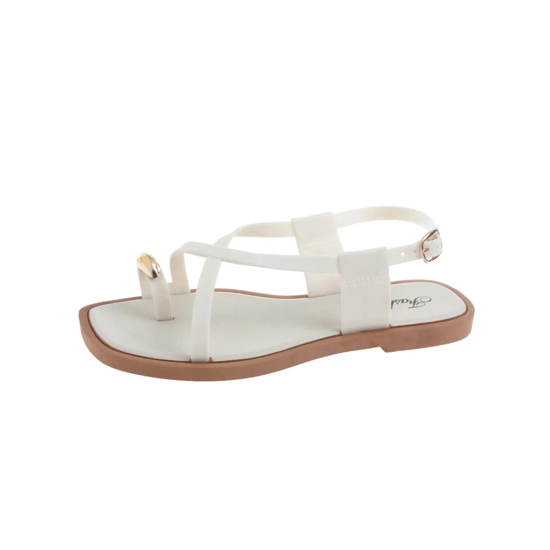 2024 New Women's Summer Outdoor Wear French Style Flat Bottom Sandals High Quality PVC Material Adults Roman Style Slippers
