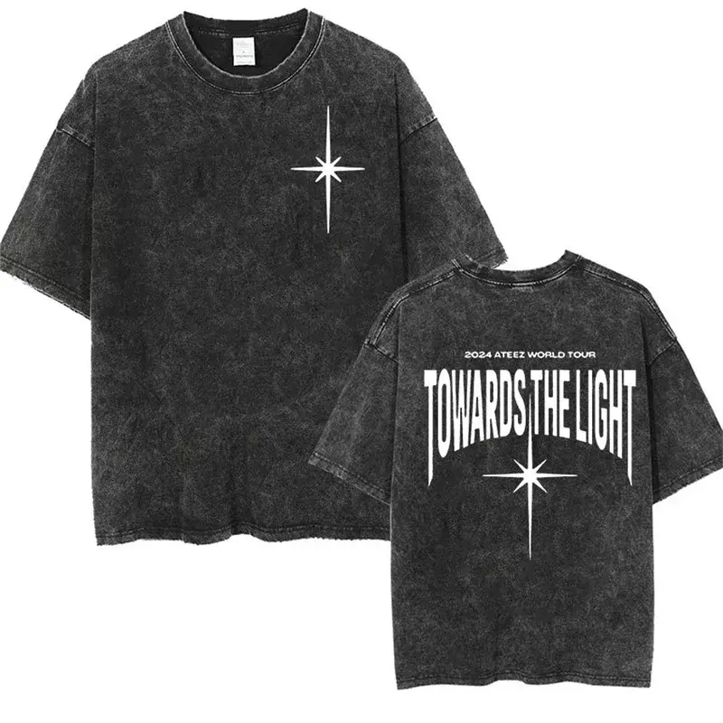 Ateez Fin Wjll Album Concert Hot Sale Of The Season Korean Vintage Washed T-Shirt Short Sleeve Crew Neck Women's Fashion Top fro