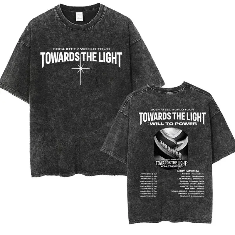 Ateez Fin Wjll Album Concert Hot Sale Of The Season Korean Vintage Washed T-Shirt Short Sleeve Crew Neck Women's Fashion Top fro