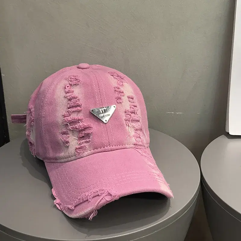 Women's Summer Vintage Baseball Cap Large Head Size Worn-In Hole Faux Fur Breathable Mini Duckbill Hat Sun Protection