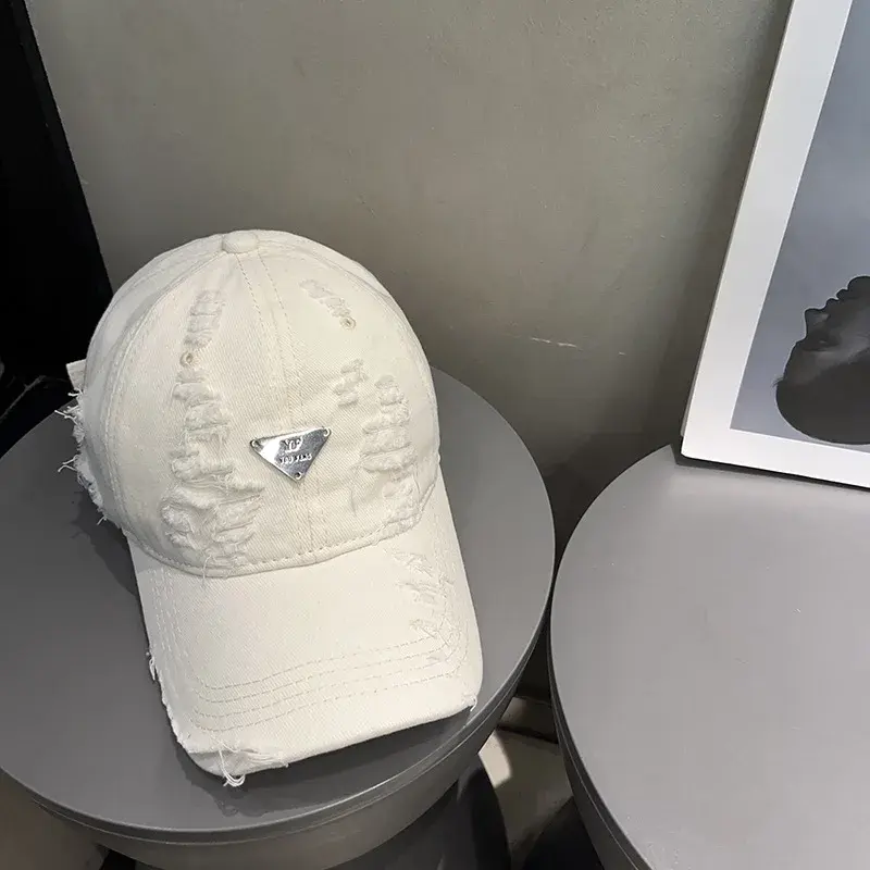 Women's Summer Vintage Baseball Cap Large Head Size Worn-In Hole Faux Fur Breathable Mini Duckbill Hat Sun Protection