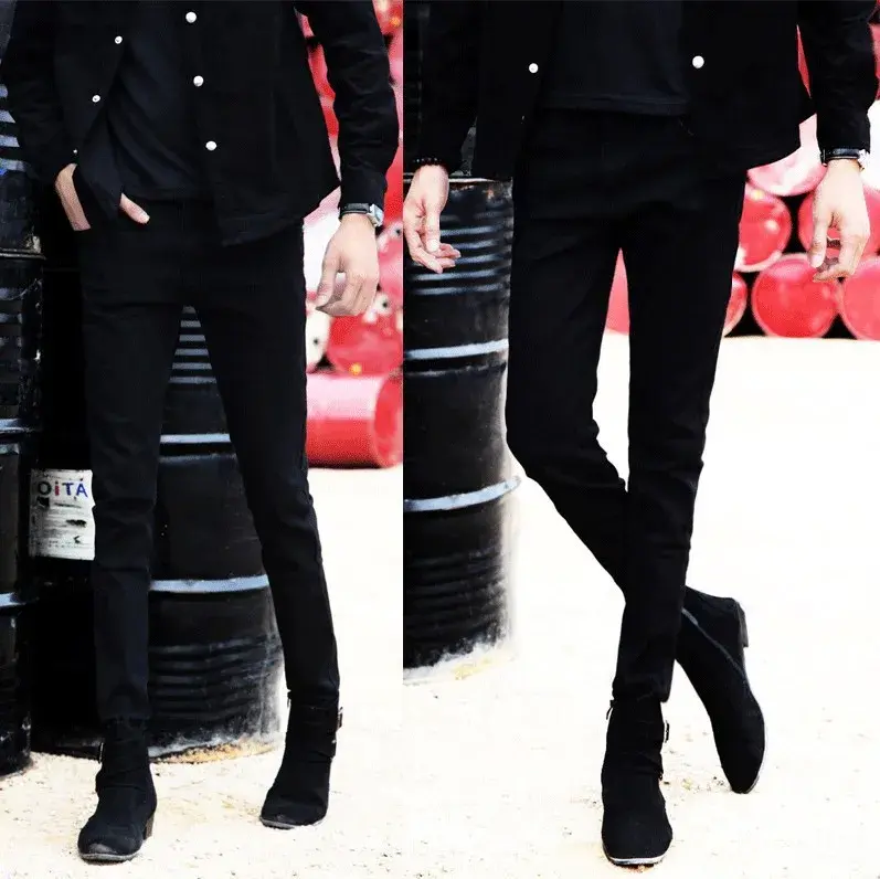 Spring Summer 2019 New Men's Jeans Casual Black Pants Student Korean Trendy Black Slims Smooths Your Silhouette