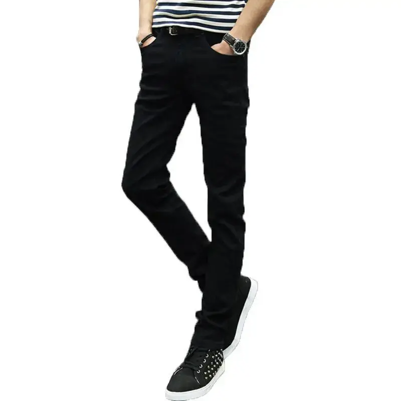 Spring Summer 2019 New Men's Jeans Casual Black Pants Student Korean Trendy Black Slims Smooths Your Silhouette