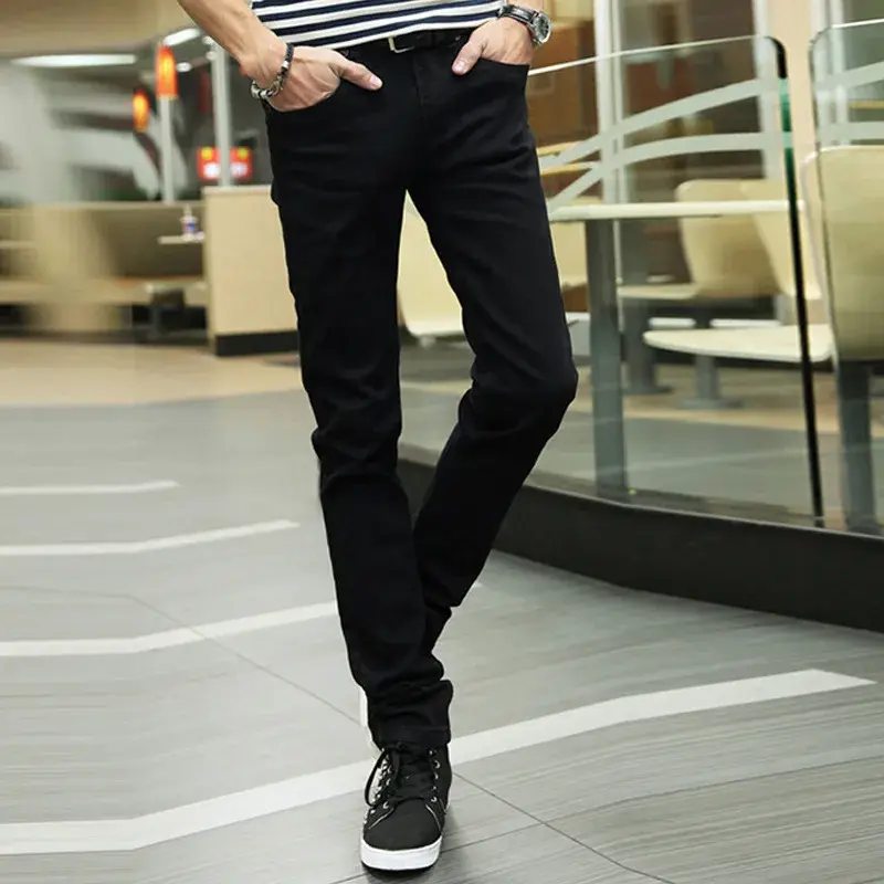 Spring Summer 2019 New Men's Jeans Casual Black Pants Student Korean Trendy Black Slims Smooths Your Silhouette