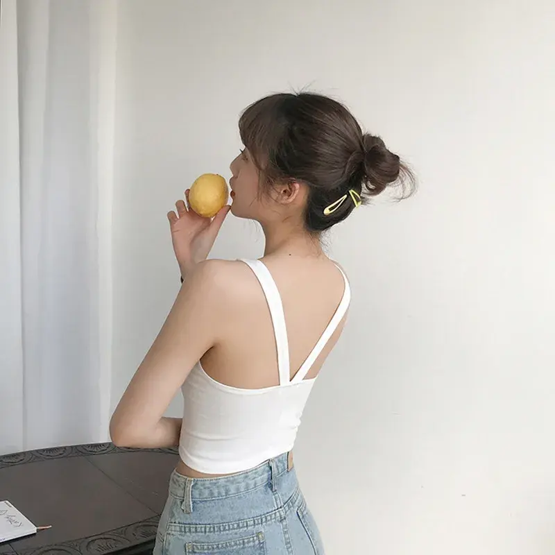 White Cropped Tank Top Sleeveless Women's Inner Wear Base Layer Top Sexy Smooths Your Silhouette Casual Style Short Length