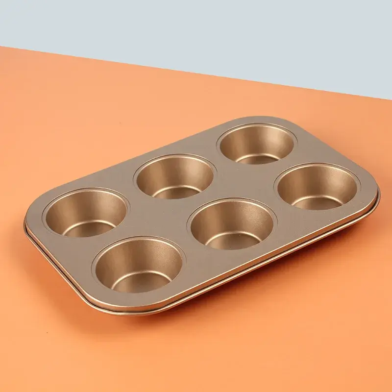 Non-Stick Round 6-Cavity 12-Cavity Cake Mold Flat Bottom Muffin Cupcake Baking Tool Home Use Oven Baking Mold In Stock