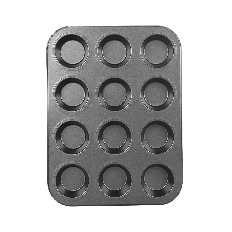 Non-Stick Round 6-Cavity 12-Cavity Cake Mold Flat Bottom Muffin Cupcake Baking Tool Home Use Oven Baking Mold In Stock