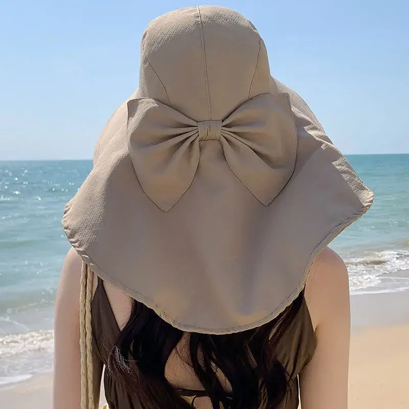 Women's Summer Outdoor Fishing Cap Sunscreen Scarf Breathable Wide Brim Hat UV Protection Hat Korean Style Lace Net Hat