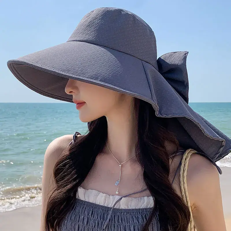 Women's Summer Outdoor Fishing Cap Sunscreen Scarf Breathable Wide Brim Hat UV Protection Hat Korean Style Lace Net Hat