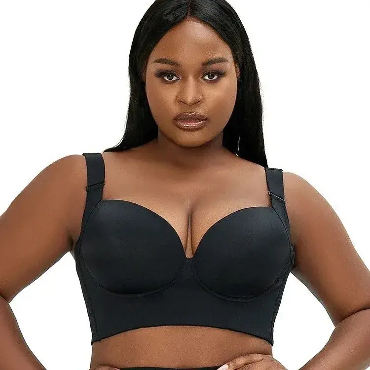 BrasPlus Size Seamless Steel Ring Sports Bra Anti-Sagging Deep V-Neck Backless Nylon Underwear From China Mainland For Men And W