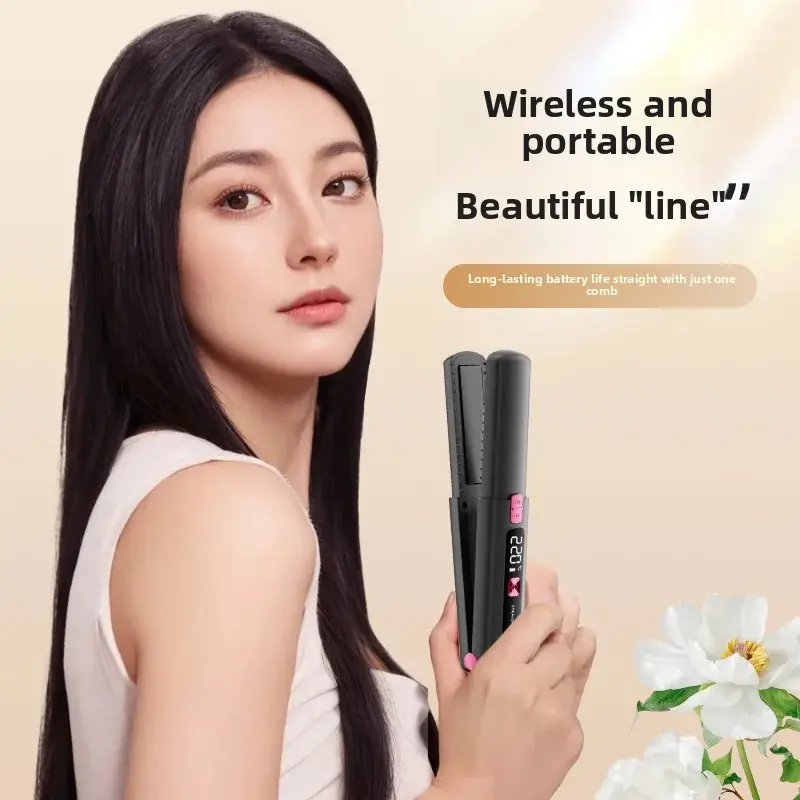 New Wireless Charging Mini Ceramic Straightening Iron Portable Hair Styling Tool Damage Free Home Use Lazy Clamp Straightener