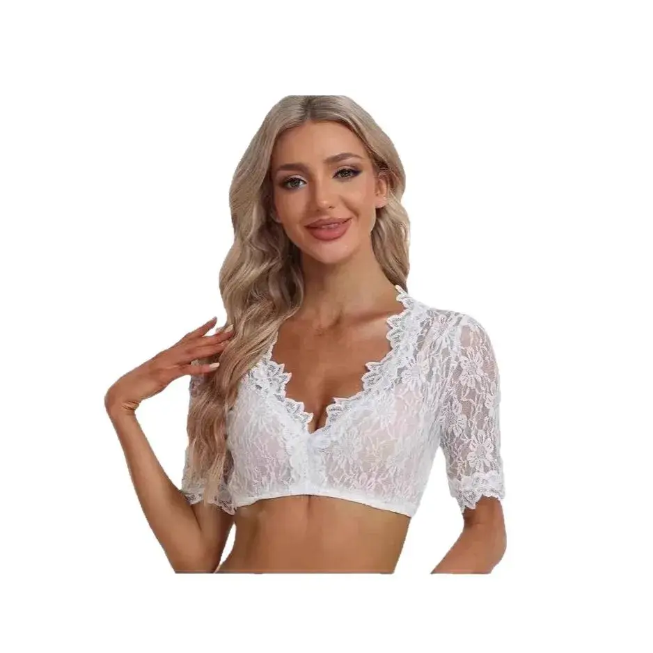 Lace Mesh Vest Underwear Women's Sexy Inner Wear Large Size Spanex Material Decorative 3D Decoration Chinese Origin