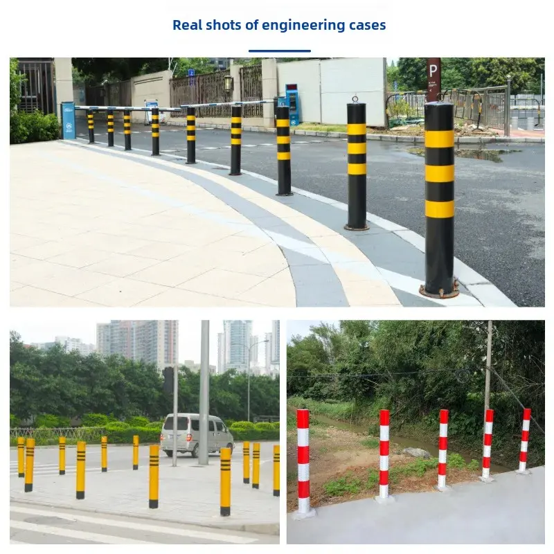 Thickened Steel Pillar Reflective Warning Sign Post Road Dividers Isolation Columns Anti-Collision Fixed Gear Shift Pillar