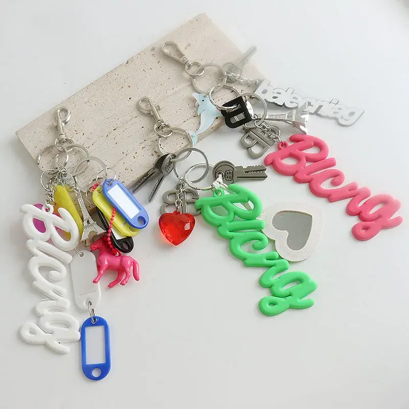 Vintage Large Letter Silicone Keychain Rogue Bag Accessories Unique Car Key Ring Pendant Stylish Bag Parts Accessories