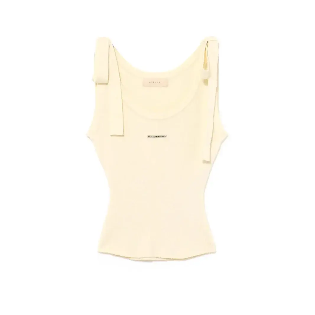 Slimming Butterfly Knot Strap Vest Japanese Style Andmary Women's Top with Three Labels New Model 25 Belted Waist Design