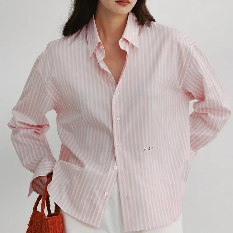 Urbanic30 Striped Casual Long Sleeve Shirt Women's Summer New Loose Comfortable Fashion Simple Style Button up Top
