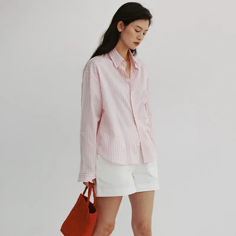 Urbanic30 Striped Casual Long Sleeve Shirt Women's Summer New Loose Comfortable Fashion Simple Style Button up Top