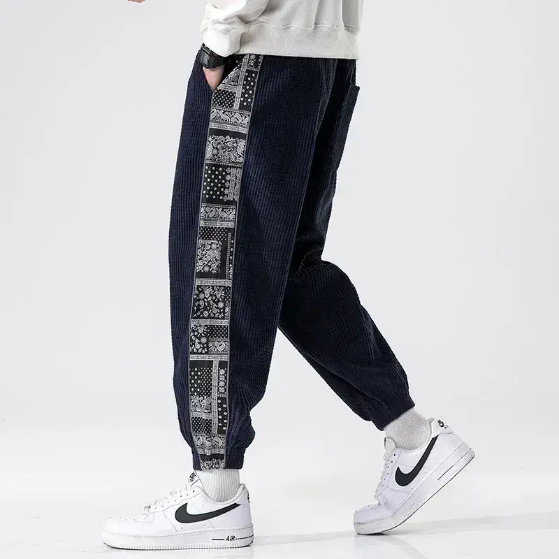 Autumn/Winter Loose-Fit Men's Corduroy Casual Pants High-Waist Elastic Waist Breathable Trousers For Comfort And Style