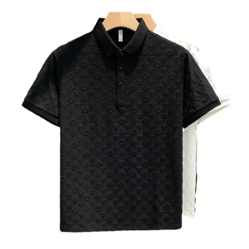 2024 Fashionable Luxury Jacquard Polo Shirt Casual Comfort Breathable Slim Fit Youth Smooths Your Silhouette Lapel Short Sleeves