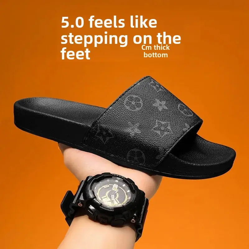 European Style Men's Slippers 2024 Summer Outdoor Plus Size Soft Bottom Casual One-Piece Sandals Rubber Sole Men's Flip Flops