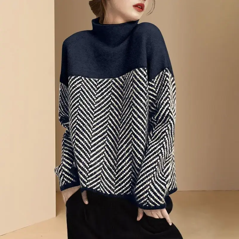 Thickened High Collar Women's Base Shirt Loose Inner Wear Winter Warm Slimming Knitwear Suitable for Autumn And Winter