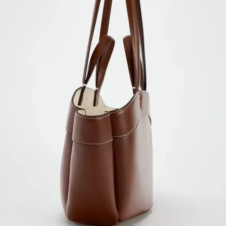 Fashionable Large Capacity Brown Tote Bag For Work And Shopping Zhome 2024 New Arrival Autumn Season Single Shoulder Handbag