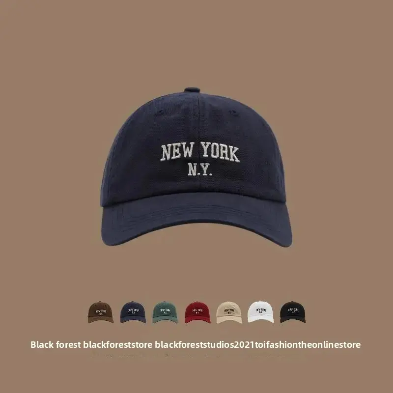 Korean Style Embroidered Soft Top Duckbill Cap Unisex Retro Versatile Popular Autumn Winter Baseball Cap for Men And Women