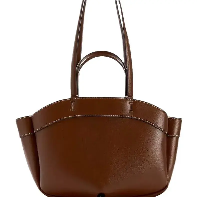 Fashionable Large Capacity Brown Tote Bag For Work And Shopping Zhome 2024 New Arrival Autumn Season Single Shoulder Handbag