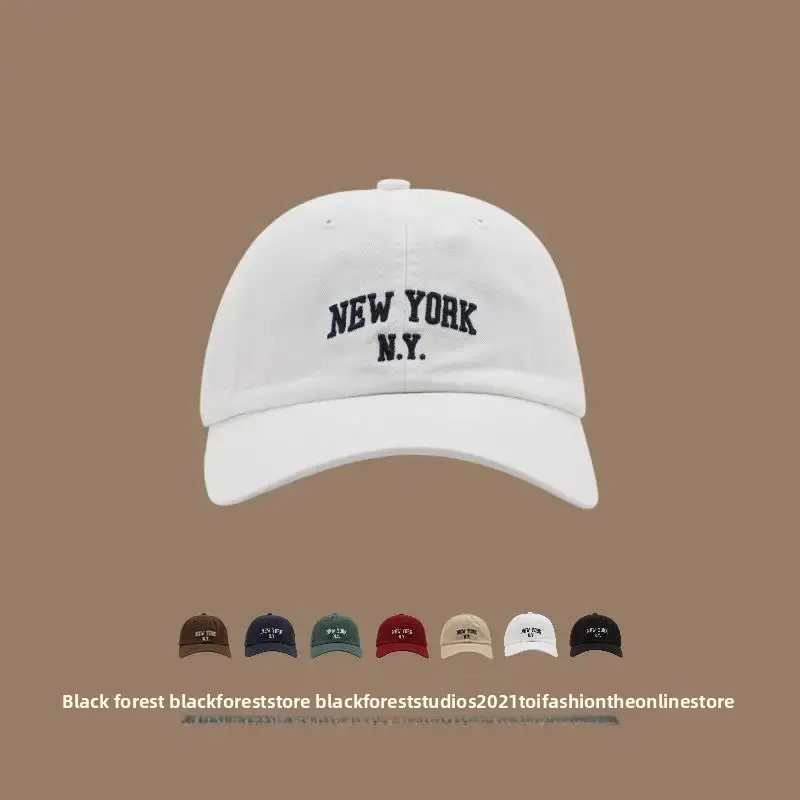 Korean Style Embroidered Soft Top Duckbill Cap Unisex Retro Versatile Popular Autumn Winter Baseball Cap for Men And Women