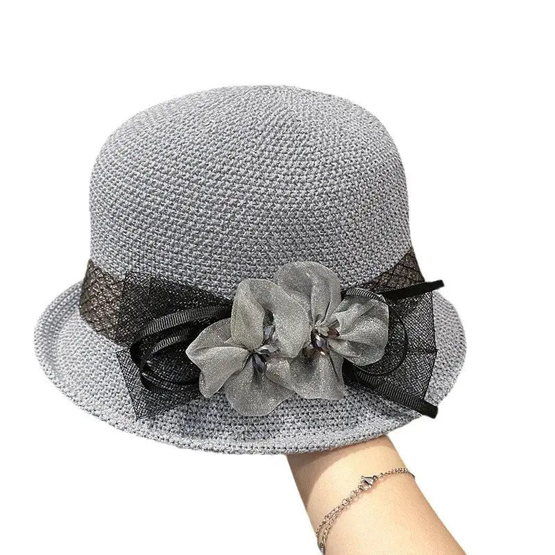 Women's Fashionable Summer Hat Sun Protection Fishing Cap British Style round Top French Hat Lace Net Cap Sunshade Hat