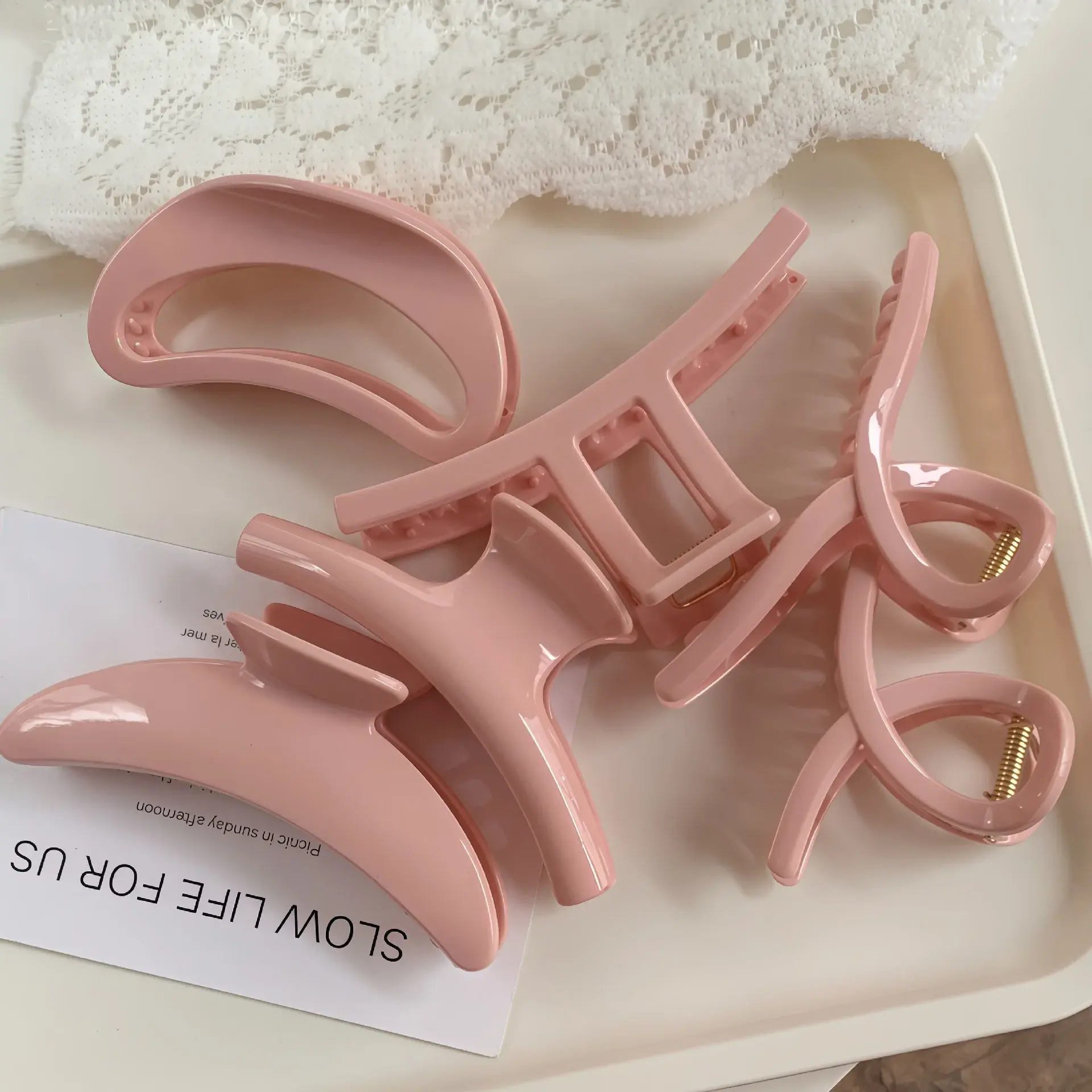 Simple Pure Color Hair Claw Women's Shark Clamp Stylish Versatile Hair Accessory for Updos Professional Salon Grade