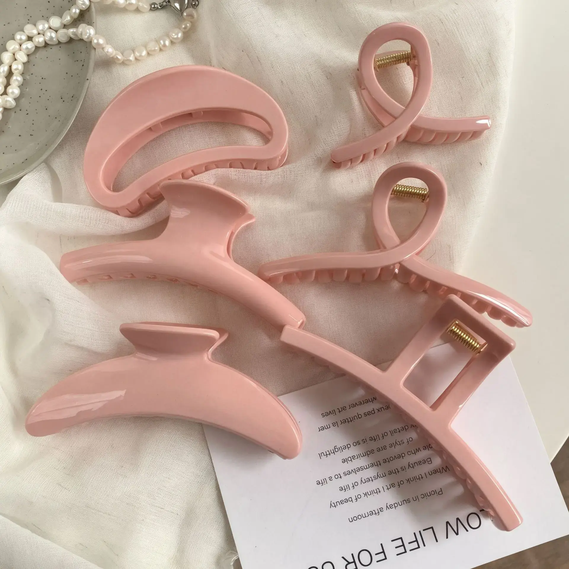 Simple Pure Color Hair Claw Women's Shark Clamp Stylish Versatile Hair Accessory for Updos Professional Salon Grade