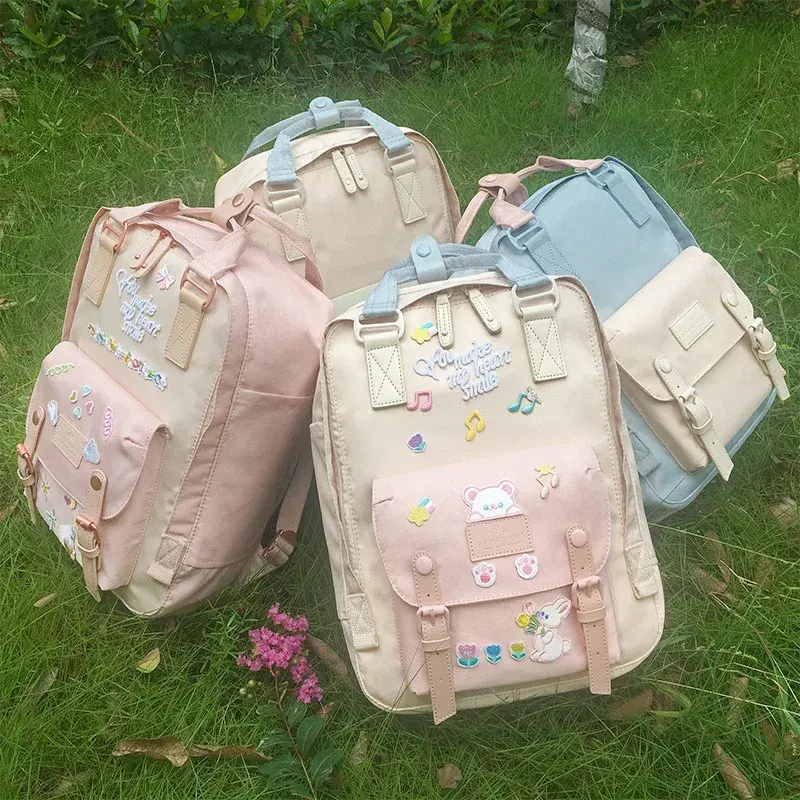New Macaron Color Women's Backpack Sweet Donut Double Shoulder Bag Sport Travel Bag School Handheld Backpack For Men