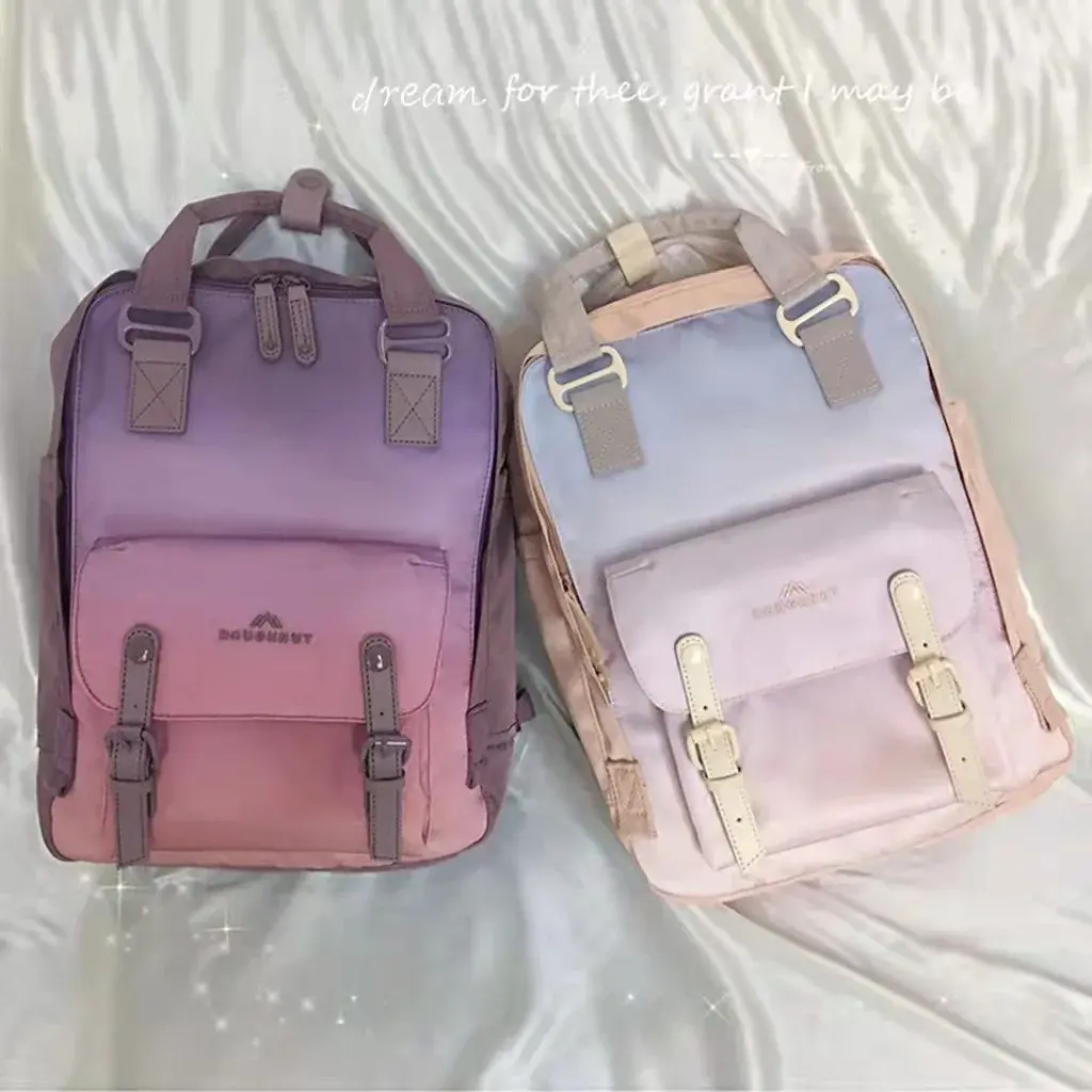 New Macaron Color Women's Backpack Sweet Donut Double Shoulder Bag Sport Travel Bag School Handheld Backpack For Men
