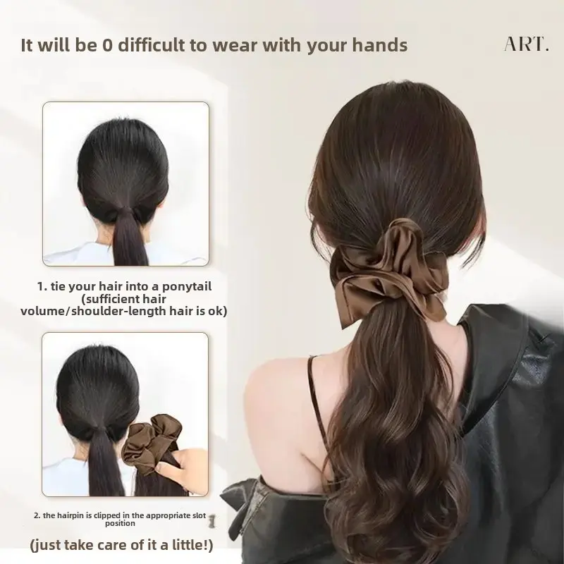 Extensions Fake Hair Big Wave Tail Clip on Wig Realistic Fiber Hair Extension Volumizing Lazy Girl Long Braid Fake Hair