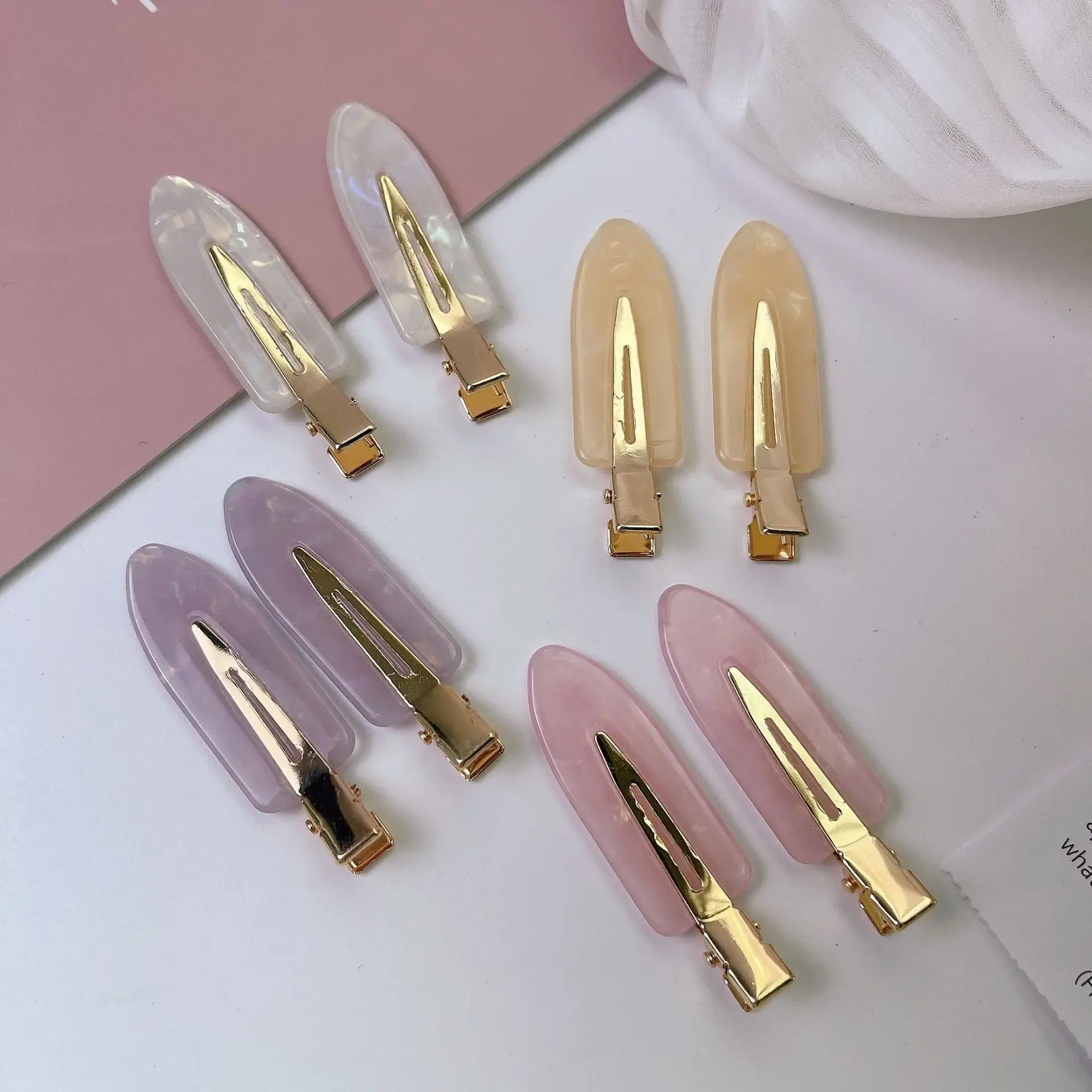 Korean Acetate Seamless Hair Clips Summer Side Duckbill Hair Accessories Women Makeup Bangs Hairdressing Hairdressing Clips