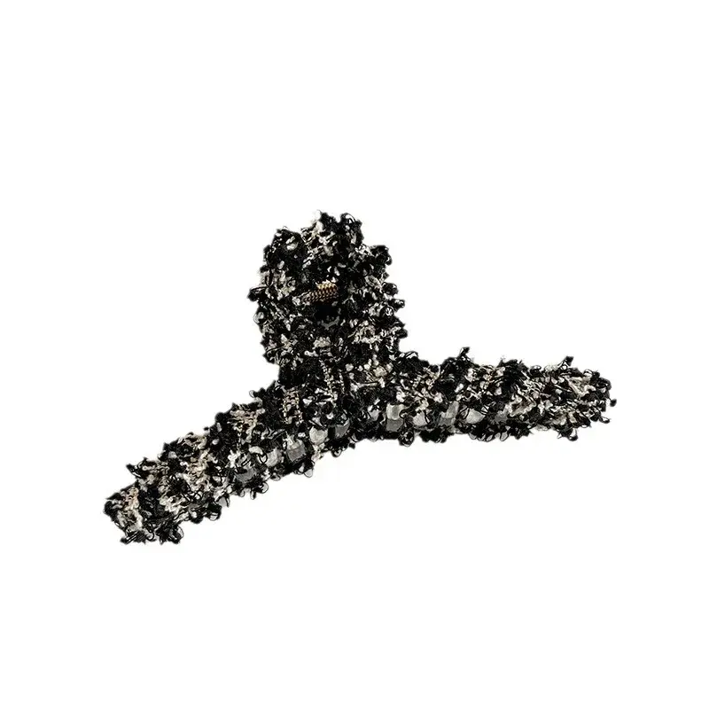 Plush Hair Claw Shark Clamp Large Size Simple Autumn Winter Hair Accessories Woven Fabric Super Large Hairpins for Professional