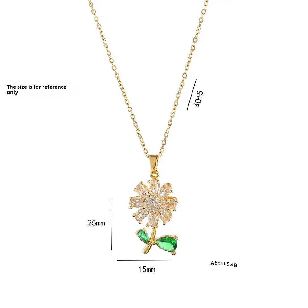 Women's Fashionable Korean-Style Rotating Sunflower Zircon Necklace Nicheins Bracelet Elegant Clavicle Chain