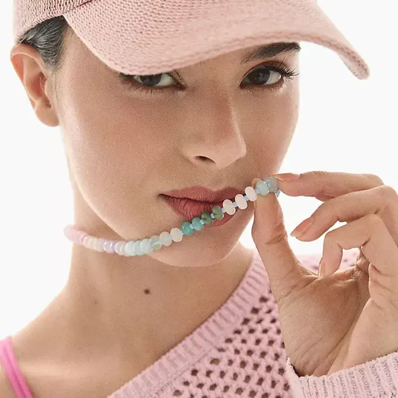 Natural Rainbow Colorful Beads Necklace Choker Amazon Best Seller For Summer Beach Vacation Women's Fashion Jewelry