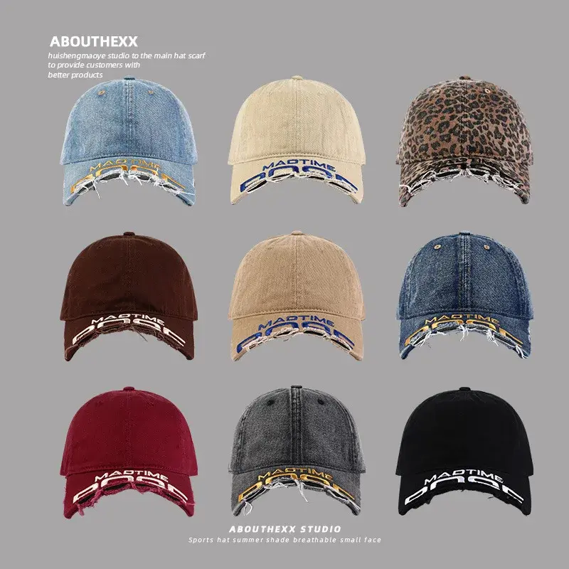 Fashionable Baseball Cap Unisex Washed out Denim Embroidery Spring Summer Versatile Duckbill Hat for Men And Women